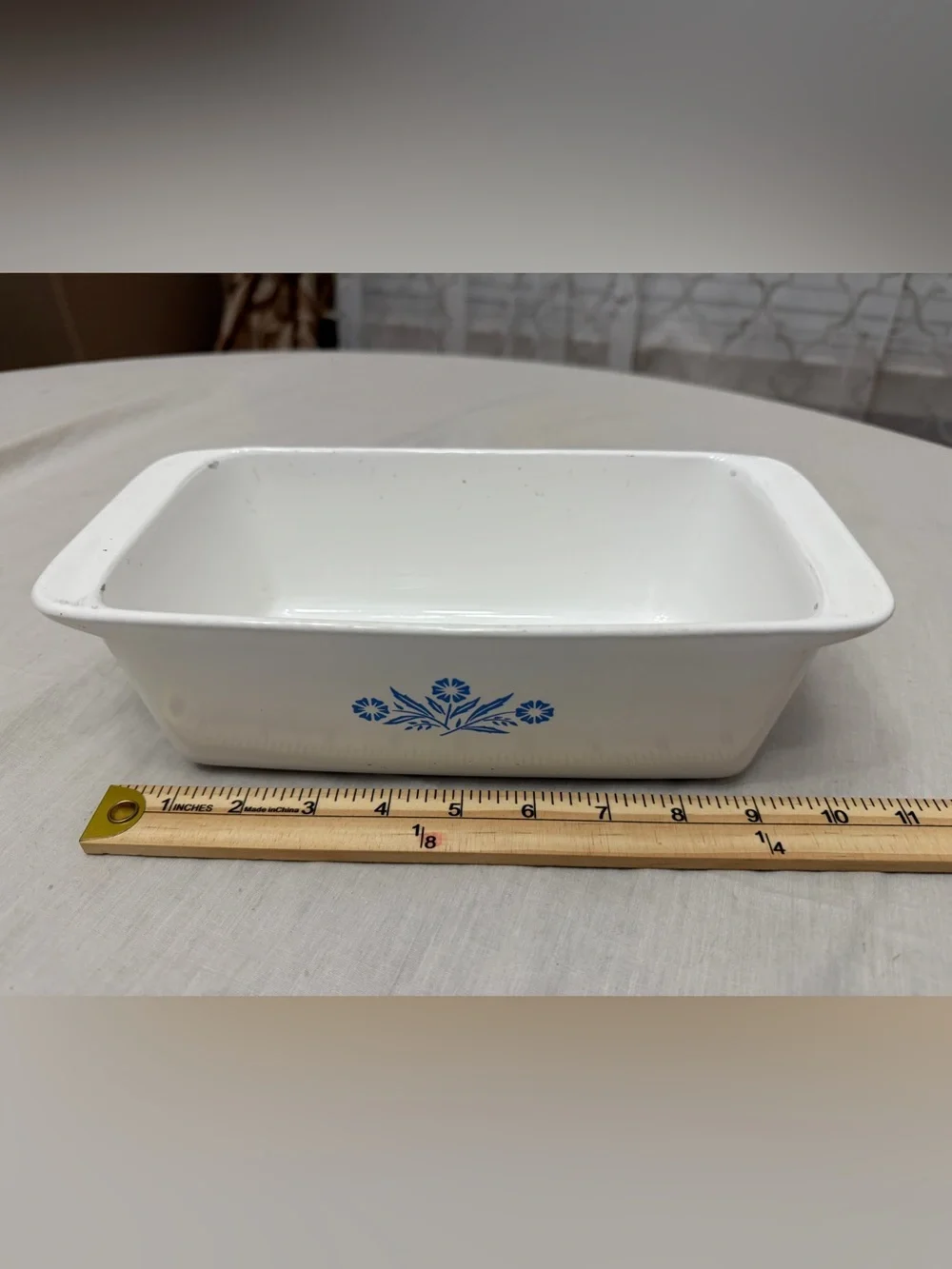 Corningware White Rectangular Baking Dish with Blue Floral Motif